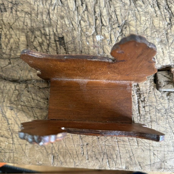 Vintage Hen Laying Eggs Wood Carved Napkin Holder Farmhouse Country Cottage - Picture 5 of 6